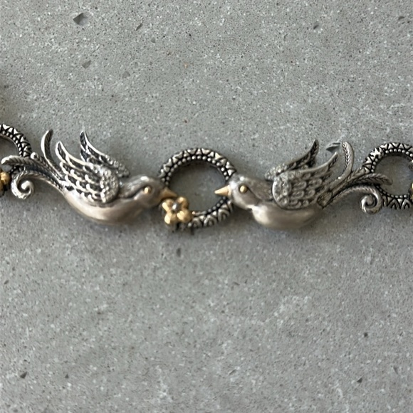 Barbara Bixby Sterling Silver 18K Swallows Sparrows Birds Black Pearl Necklace - Picture 4 of 5